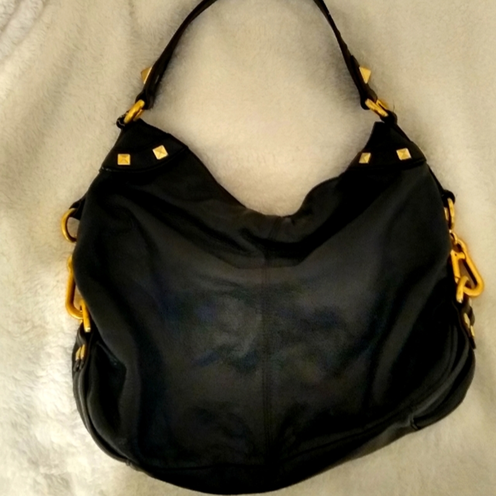 B makowsky black leather studded bag